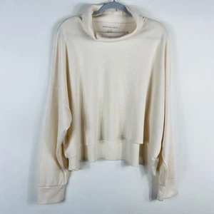 Suéter American Eagle Talla XL Tejido Waffle Cuello Alto Recortado Crema - Imagen 1 de 5