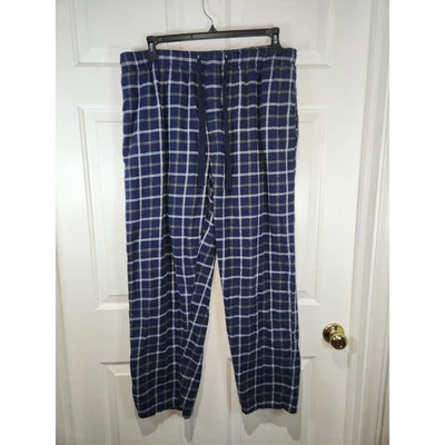 Para hombres Talla XL Izod Azul Verde Franela Cuadros Pijama Salón Pantalones Bolsillos Foto 1 de 4