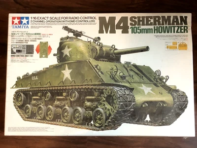 Radio Controlled M4 Sherman 105mm Howitzer Tank Kit NIB Tamiya 56005 + REMOTE! - Image 1 of 4