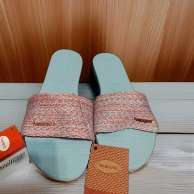 NUEVO CON ETIQUETAS Sandalias Havaianas Slide En Azul Combo Talla: 9/10 (39/40) Sandalia de Vestido de Verano Foto 1 de 4