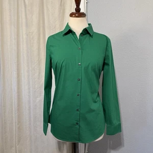 Express Essential Damen grün Slim Buttondown Kragen Langarm Shirt Größe L - Bild 1 von 14