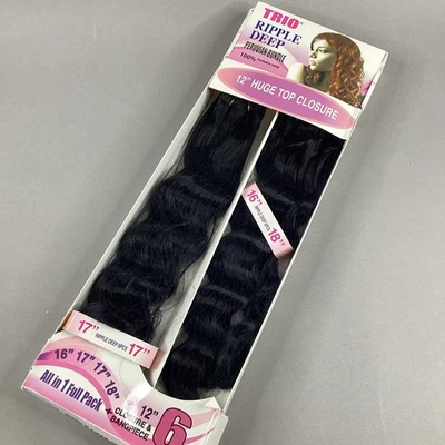 Extensiones de cabello sintético premium todo en uno Ripple Deep #Jet Black 16” 18” Foto 1 de 4