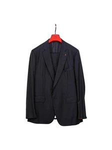 $6500 ISAIA NAPOLI Blue Midnight Hand-Sewn Suit Wool 100's  48 US / 58 EU - Picture 1 of 10