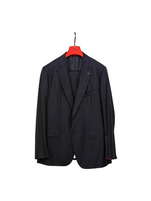 $6500 ISAIA NAPOLI Blue Midnight Hand-Sewn Suit Wool 100's  48 US / 58 EU - Image 1 of 4