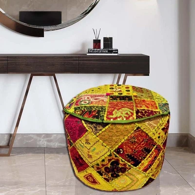 24" NEW YEAR GIFT TRIBAL OTTOMAN STOOL FURNITURE BENCH POUF POUFFE PILLOW COVER - Image 1 of 4