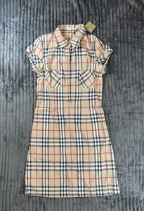 Vestido Burberry patrón a cuadros manga corta 96 % algodón 4 % lastano para mujer talla pequeña - Imagen 1 de 8