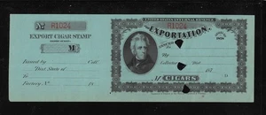 Ingresos de Estados Unidos: sello de cigarro de exportación pagado con impuestos; serie de 1878; resto perforado - Imagen 1 de 2