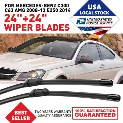 Set of 24"&24" Windshield Wiper Blades Fit For Mercedes-Benz CLS63 AMG 2012-2014 - Imagem 1 de 4