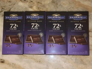 Ghirardelli Intense Dark 72% cacao Intense Dark Bar, 3.5 Oz Bar 4 Pk EXP 5/31/25 - Picture 1 of 3