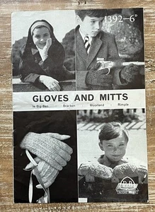 Vtg Children’s Boys-Girls Knitting Mitten/Glove Patterns-P&B Wools #1392 Patons - Picture 1 of 7