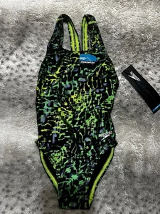 SPEEDO Youth Bathing Suit One Piece Green Print Youth Size 6/22 NWT $79 - Picture 1 of 9