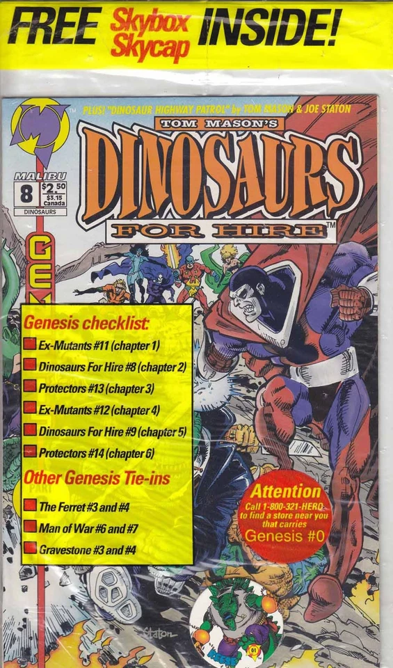 Dinosaurs for Hire (Malibu) #8A (in bag) VF; Malibu | with G1 pog Reese - w/Bag+ - Image 1 of 1