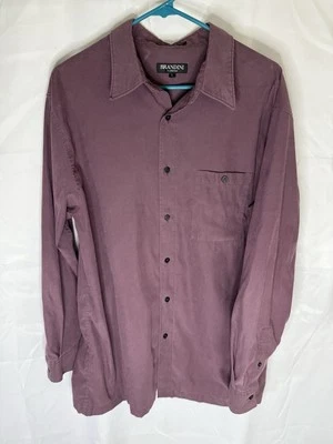 Brandini Button Up Purple Long Sleeve Soft Touch Men’s Shirt Size Large - Image 1 of 4