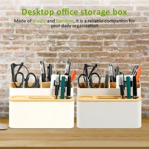 Desktop Organizer Box with Compartments Detachable Desktop Storage Box Bllim - Picture 1 of 22