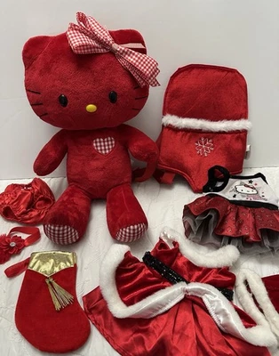 Hello Kitty Red Gingham Build a Bear com 2 Roupas Natal Feriado 2011 Limitado - Imagem 1 de 4