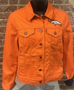 Levi Strauss NFL Denver Broncos Orange Jean Jacket Womens Size Medium - Picture 1 of 9
