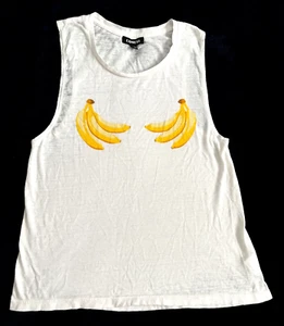 Express Bunch of Banana's Loose Fit White Tank Top Shirt Women's Size X-Small - Picture 1 of 6
