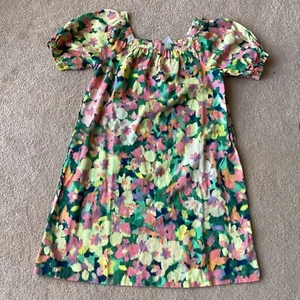 NWT GAP KIDS GIRLS DRESS, 14-16, FLORAL PULLOVER, SHORT SLEEVED, LINEN/ COTTON - Picture 1 of 2