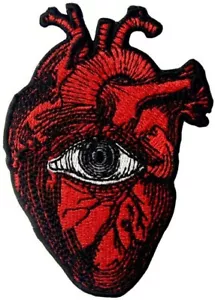 Anatomical Heart with Eye Vision Sight Punk Tattoo Embroidered Sew Iron on Patch - Picture 1 of 1