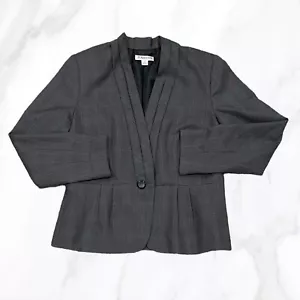 Pendleton Women's Gray 1 Button Collarless Pleated 100% Wool Blazer, Size 12 - Picture 1 of 5