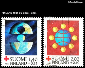 FINNLAND 1984 SC B233-B234 WORLD COMMUNICATION SRTAX 4 FINN REDCROSS UNG F/VF - Bild 1 von 2