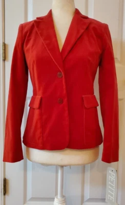 NWT JM Studio By John Meyer Womens Red Velvet Blazer Jacket Size 4P Romania  - Image 1 of 4