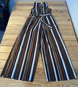 everly NWT $58.99 women’s button stripe jumper size S Rust N9 - Picture 1 of 9