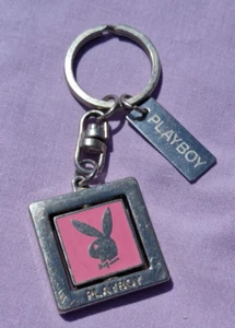 Playboy Pink Bunny Ears Initial 'N' Spinning Logo Key Ring Key Chain - Picture 1 of 3