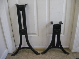 Vtg Heywood Adjustable Steel Cast Iron School Desk Industrial Table Legs 16"-26" - Picture 1 of 17