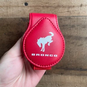 Auto Magnetic Sunglasses Visor Clip Holder Leather NEW Gift Red White Horse Bday - Bild 1 von 6