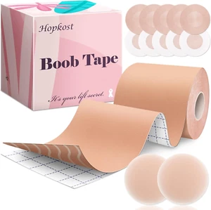 Boob Tape Breast Lift Tape for Large Breasts with 2 Pcs Nipple Covers Invisible - Picture 1 of 12