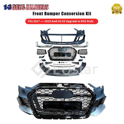 Front Bumper Cover Conversion Kit For 2017-2019 Audi A3 S3 Upgrade to RS3 Style - Image 1 of 4