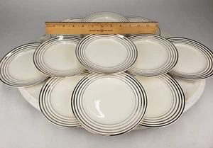 Vintage 12x Saucer Pope Gosser Seneca Platinum Band Art Deco Silver Stripe Plate - Picture 1 of 13