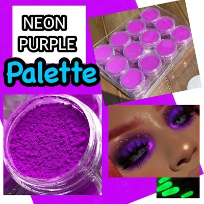 Bright Neon Eye Colors Fluorescent Matte Eyeshadow Palette Nail Art UV Glow Hot - Image 1 of 4
