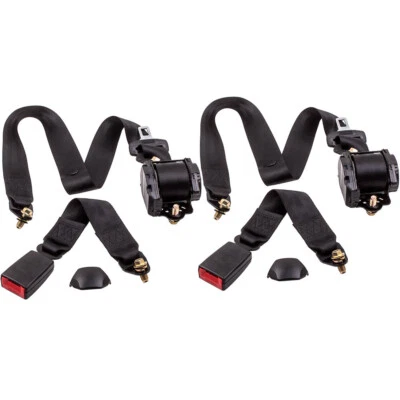 2x Automatico Auto Sedile Cinghia Universale 3 Punti Kit Cintura di Sicurezza - Imagen 1 de 4