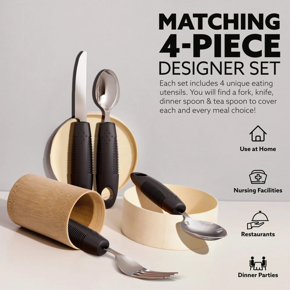 MEDIPAQ Easy Grip Besteck Set Esshilfe Komfort Senioren Behinderte Utensil Gabel Löffel UK