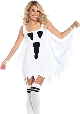 Ghost Dress Womens Web Sleeve Jersey Costume Dress Small/Medium Halloween Dress - Image 1 of 2
