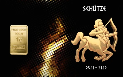 1,0 Gramm Feingold Motiv-Karte "Schütze" Goldbarren Gold 999,9 Barren - Bild 1 von 3