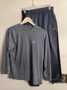 Youth Boys 2 PC Set Champion Grey T Shirt Youth Sz L Grey Pants Youth Sz 10/12 - Picture 1 of 14