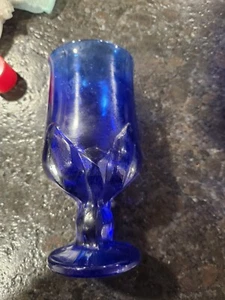 Franciscan Cabaret Cobalt Blue Tiffin Footed Mid Century Tea Goblets Set 8 euc - Picture 1 of 2