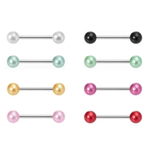 8Pcs 16mm Straight Barbell Stainless Steel Nipple Tongue Rings 14G Body Piercing - Picture 1 of 7
