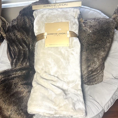 Adrienne Landau Ultra Thick & Plush Luxury Throw Blanket in Taupe XL 60" x 70"