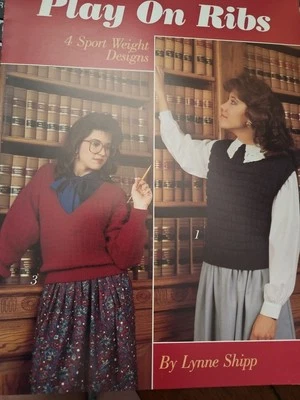 Leisure Arts Knitting Leaflet 629 Play on Ribs Sweaters 4 Designs Sport Weight - Image 1 of 2