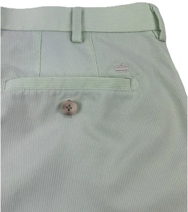 Peter Millar Wicking Men's Golf Shorts Size 34 Mint Green Striped Performance - Picture 1 of 21