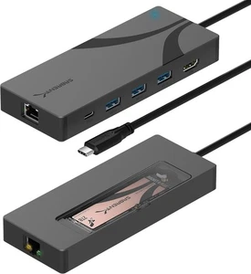 SABRENT USB-C Hub & SSD Enclosure, 6-Port Dock with M.2 SSD Slot, 90W Power Deli - Afbeelding 1 van 8
