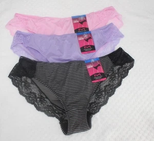 Neu mit Etikett Set/3 MAIDENFORM Comfort Devotion SPITZEN-TANGA FLIEDER PINK SCHWARZ/GRAU GESTREIFT 8 - Bild 1 von 6