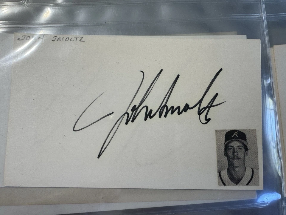 Vintage John Smoltz Signed Index Card 3x5 Hall of Fame Atlanta Braves Giants - Image 1 of 1