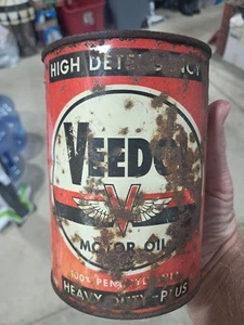 Lata de aceite Veedol vintage áspera. Metal. - Imagen 1 de 6
