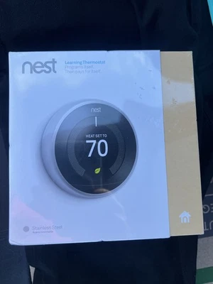 Sealed Google Nest Learning Thermostat - Stainless Steel - T3007ES New In Box - Image 1 of 4