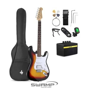 Donner DST-100S Electric Guitar with Mini Amplifier and Accessories - Sunburst - Picture 1 of 10